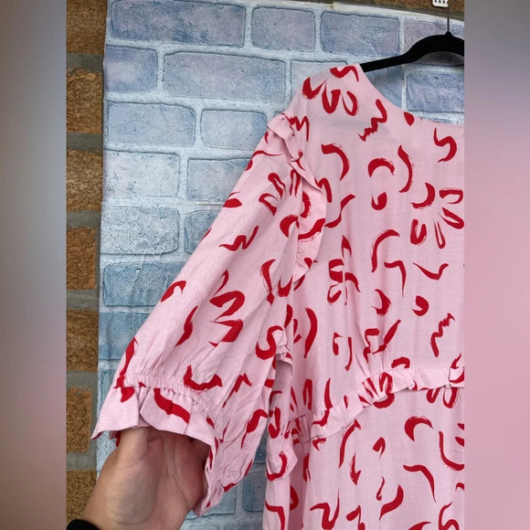 Nobody's Child Plus Felicia squiggle print dress in pink size 20 - Picture 7 of 16